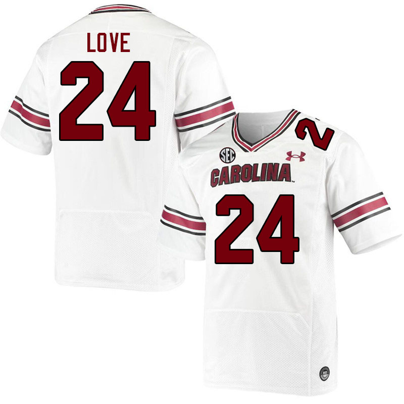 Men #24 Mason Love South Carolina Gamecocks College Football Jerseys Stitched-White